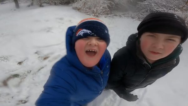 Two boys in the snow