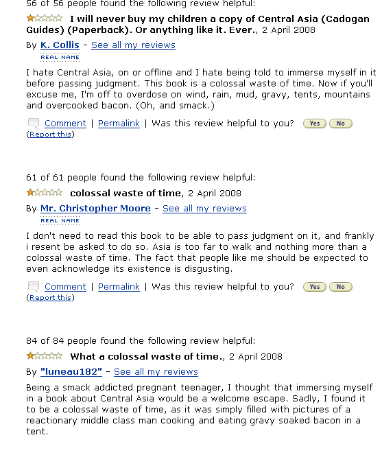 Bad Reviews of book on amazon