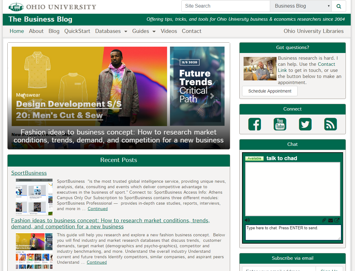 a screenshot of the Business Blog website