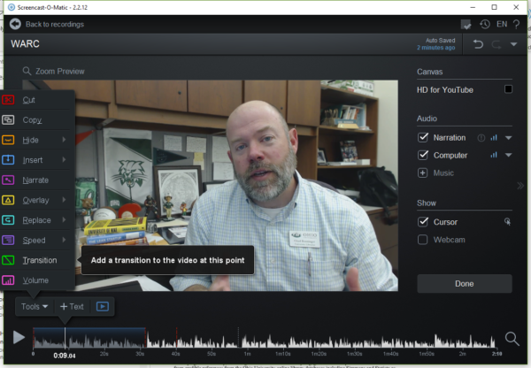 Screencast-o-matic video editor