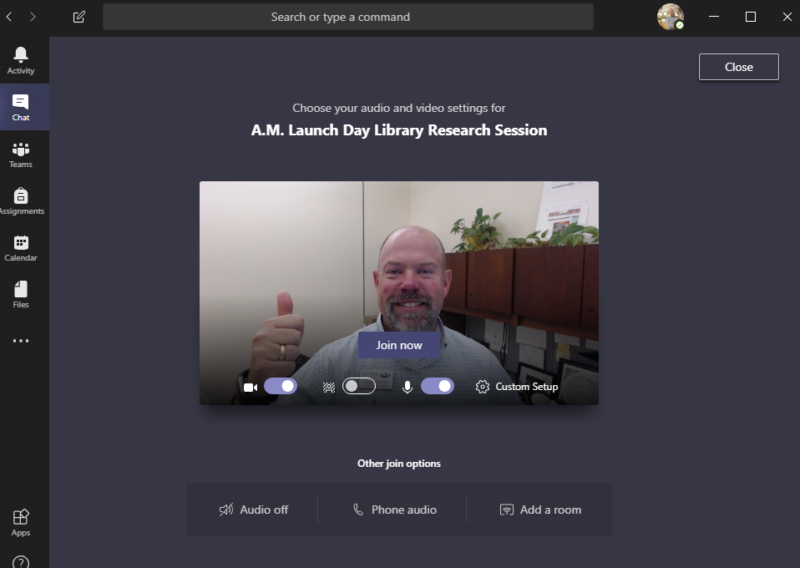 a screenshot of Chad within the Microsoft Teams app